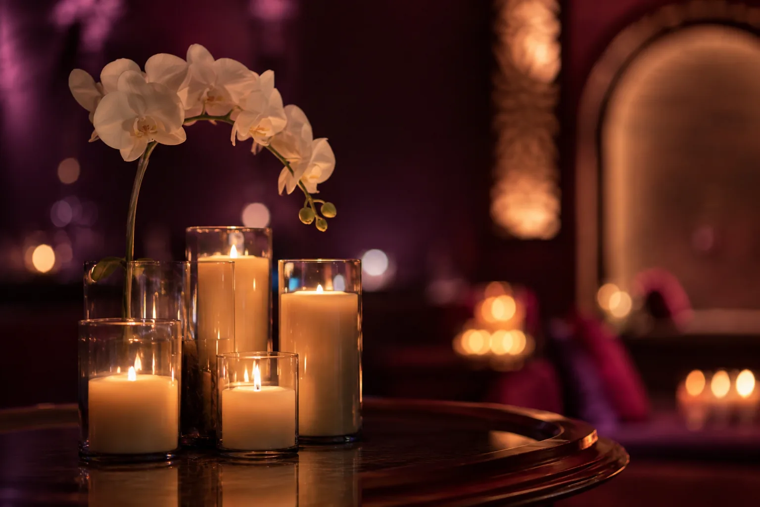 Mum ve orkide düzeni — Lila Spa, Küçükçekmece misafirlerine hizmet veren salon