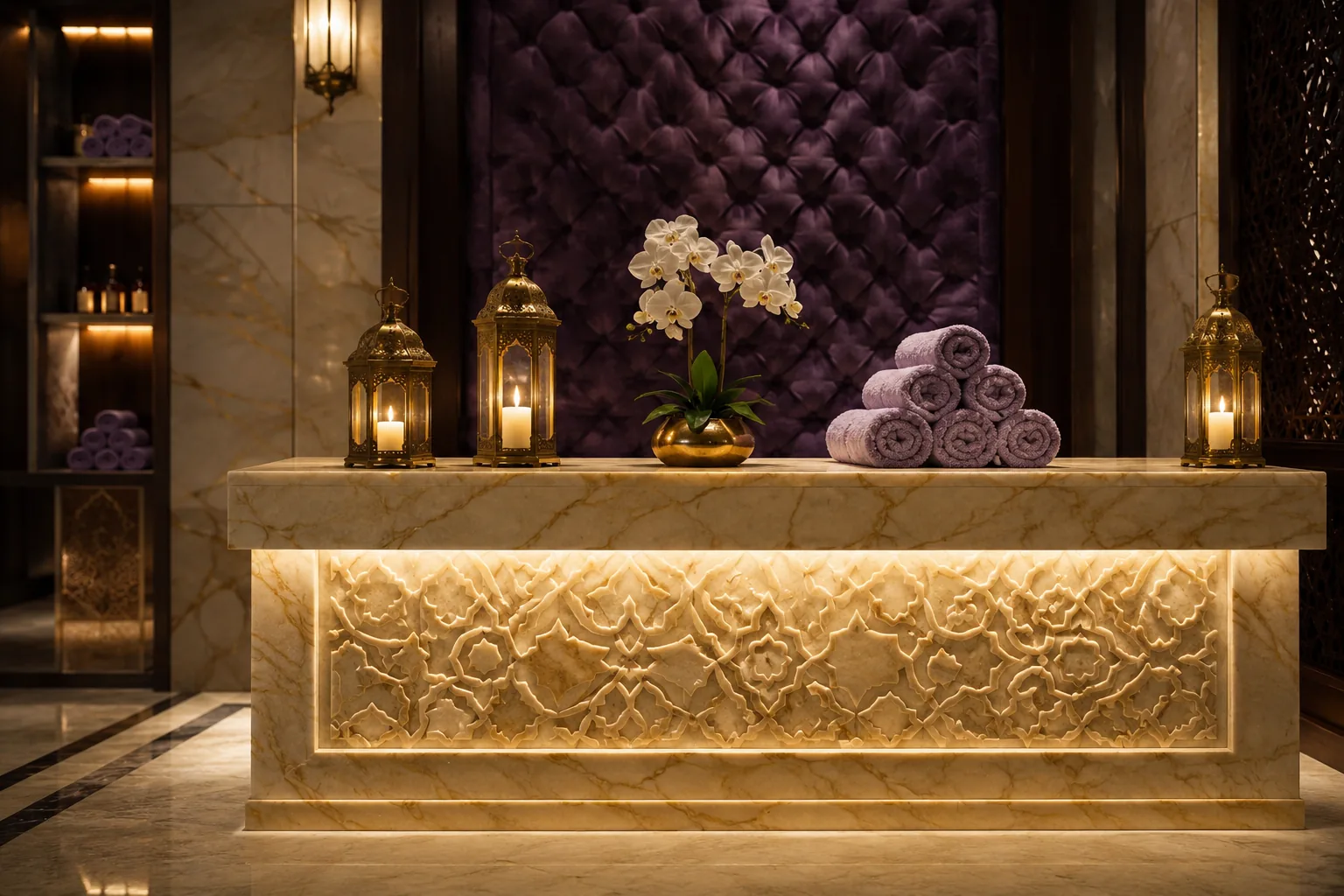 Resepsiyon bankosu — Lila Spa, Küçükçekmece misafirlerine hizmet veren salon